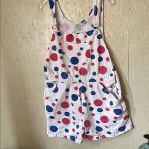 Playful Polka Dot Jean Shorts Overalls